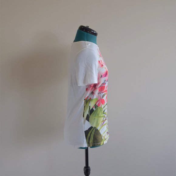 White Renella Mirrored Floral Tee Short Sleeve - Picture 4 of 9